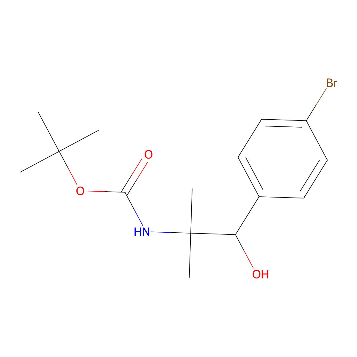 tert-butyl N-[1-(4-bromophenyl)-1-hydroxy-2-methylpropan-2-yl]carbamate molecular structure, CAS 2273566-13-3