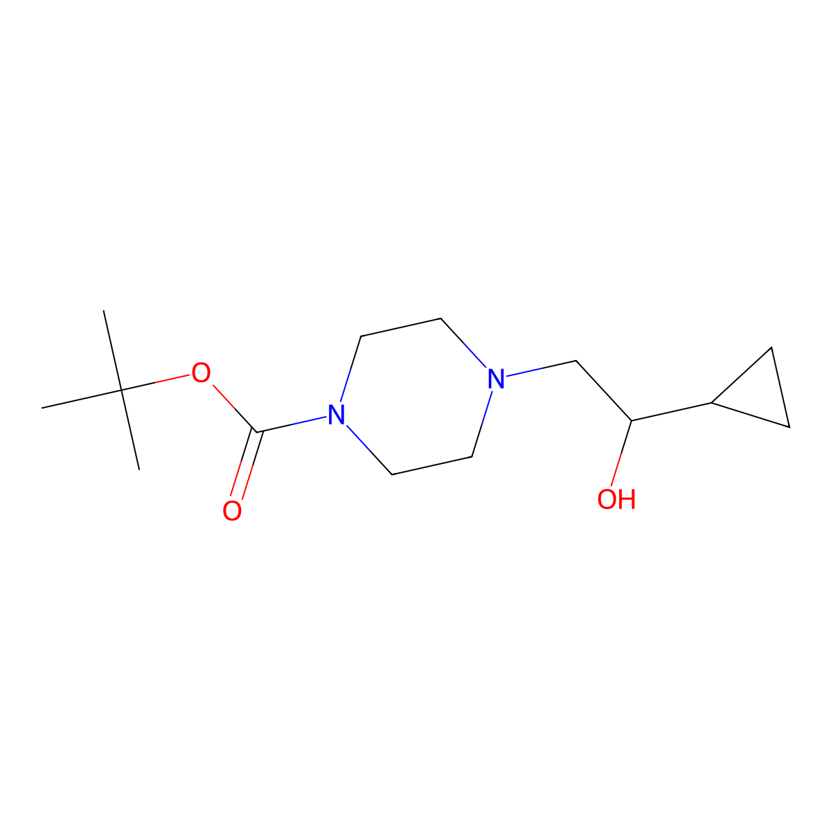 Tert-butyl 4-(2-cyclopropyl-2-hydroxyethyl)piperazine-1-carboxylate molecular structure, CAS 2273578-59-7