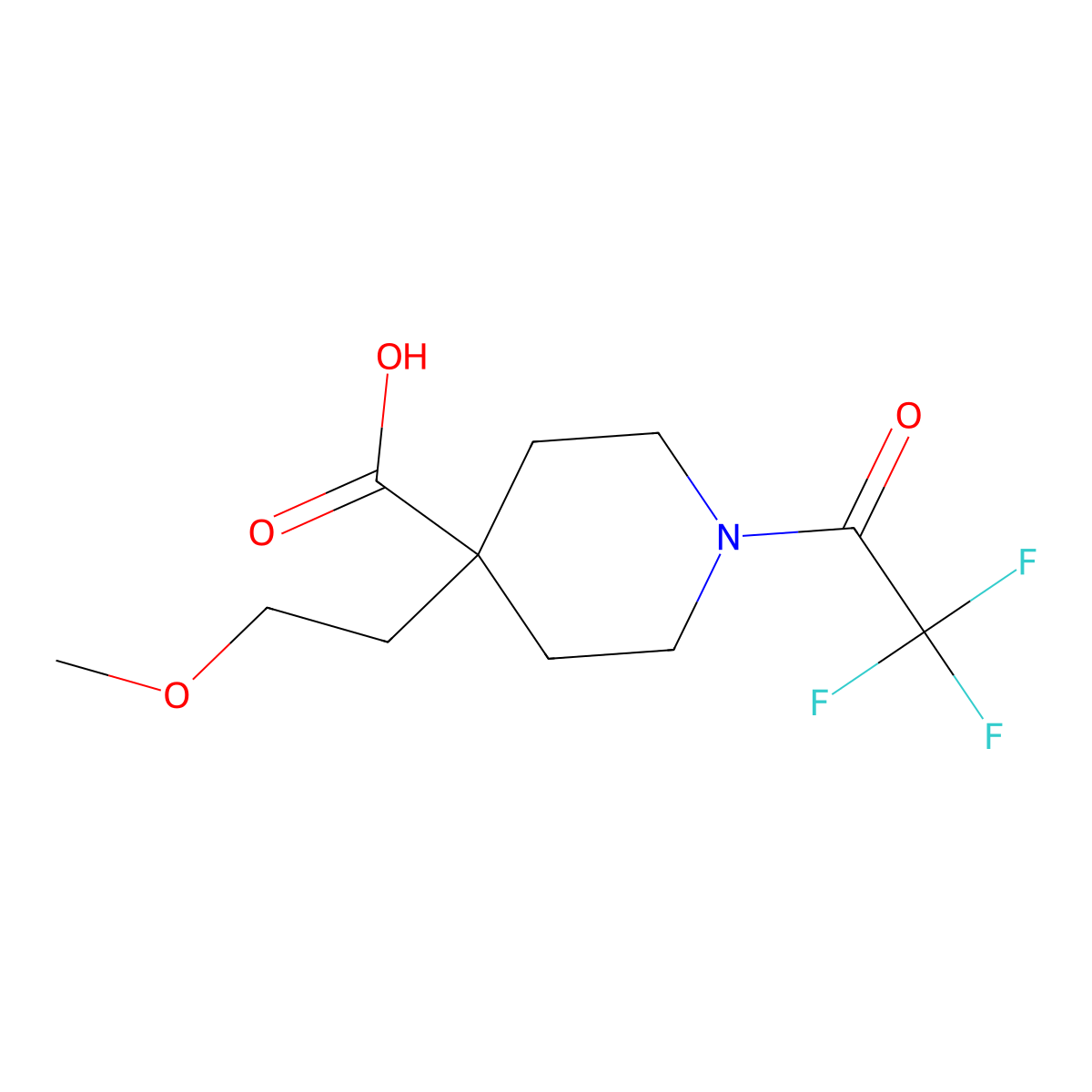 4-(2-Methoxyethyl)-1-(trifluoroacetyl)piperidine-4-carboxylic acid molecular structure, CAS 2273652-53-0