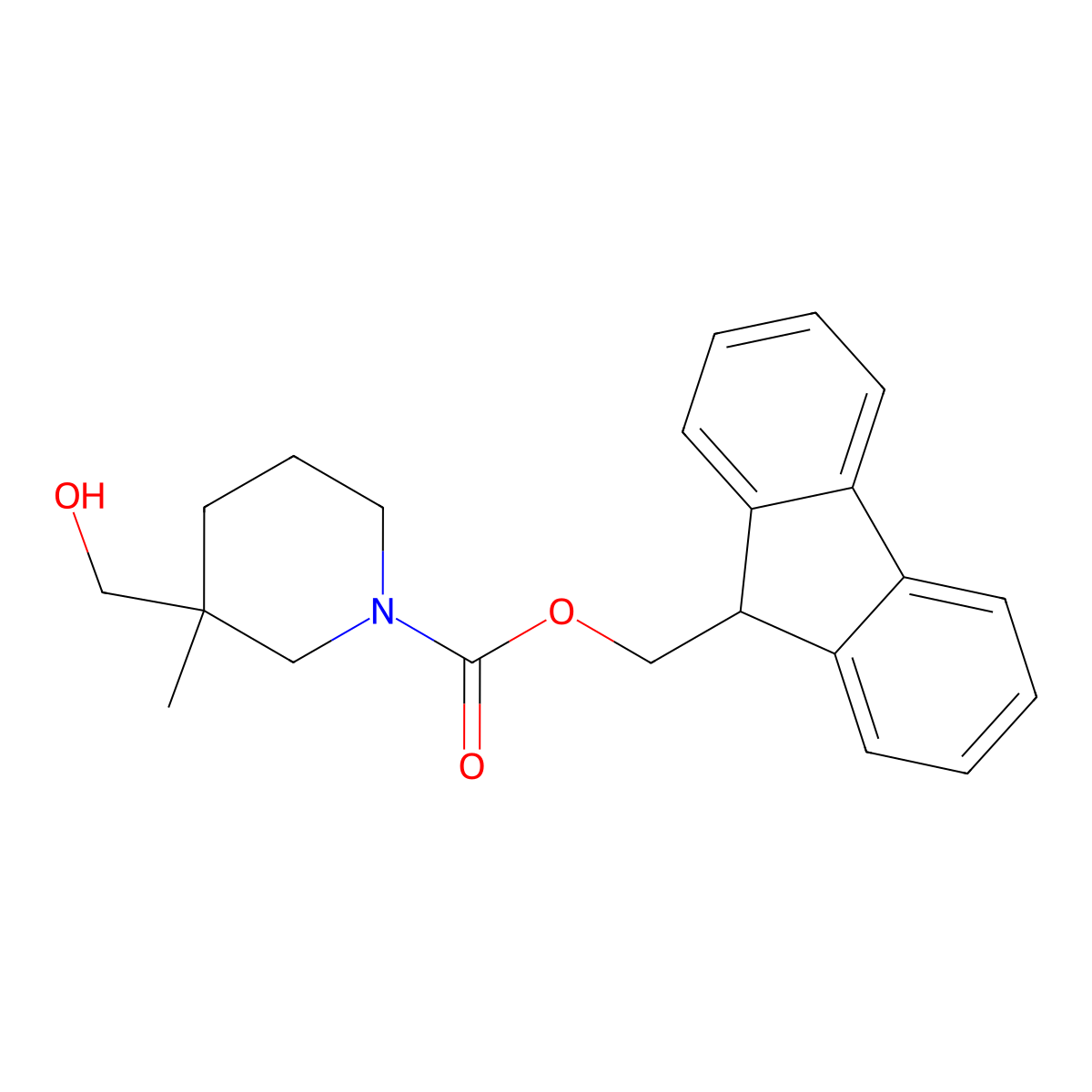 (9H-fluoren-9-yl)methyl 3-(hydroxymethyl)-3-methylpiperidine-1-carboxylate molecular structure, CAS 2273765-81-2