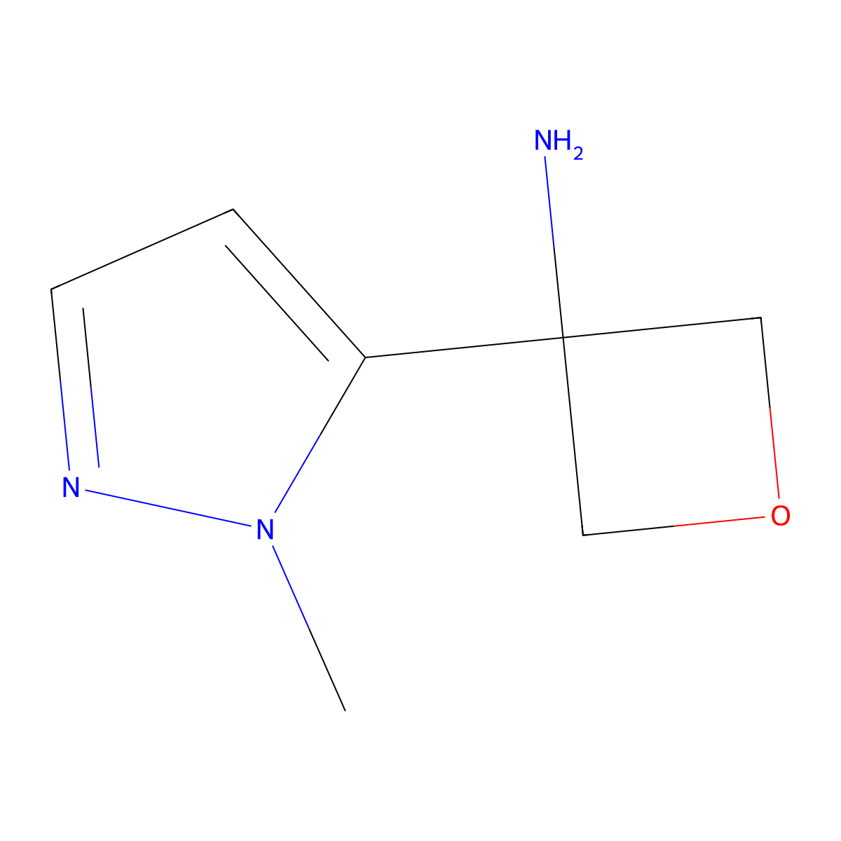 3-(1-methyl-1H-pyrazol-5-yl)oxetan-3-amine molecular structure, CAS 2273831-05-1
