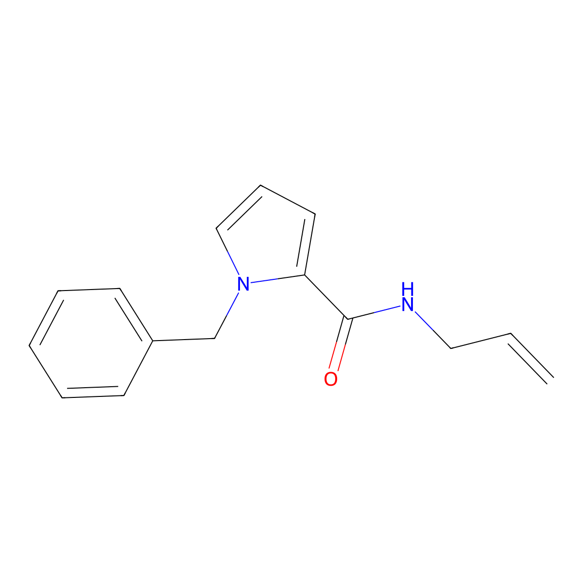 1-benzyl-N-prop-2-enylpyrrole-2-carboxamide molecular structure, CAS 2273878-43-4