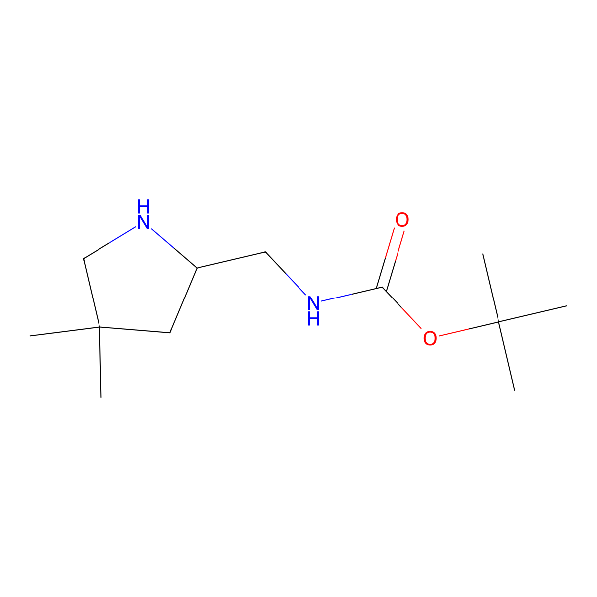 tert-butyl N-((4,4-dimethylpyrrolidin-2-yl)methyl)carbamate molecular structure, CAS 2273889-52-2