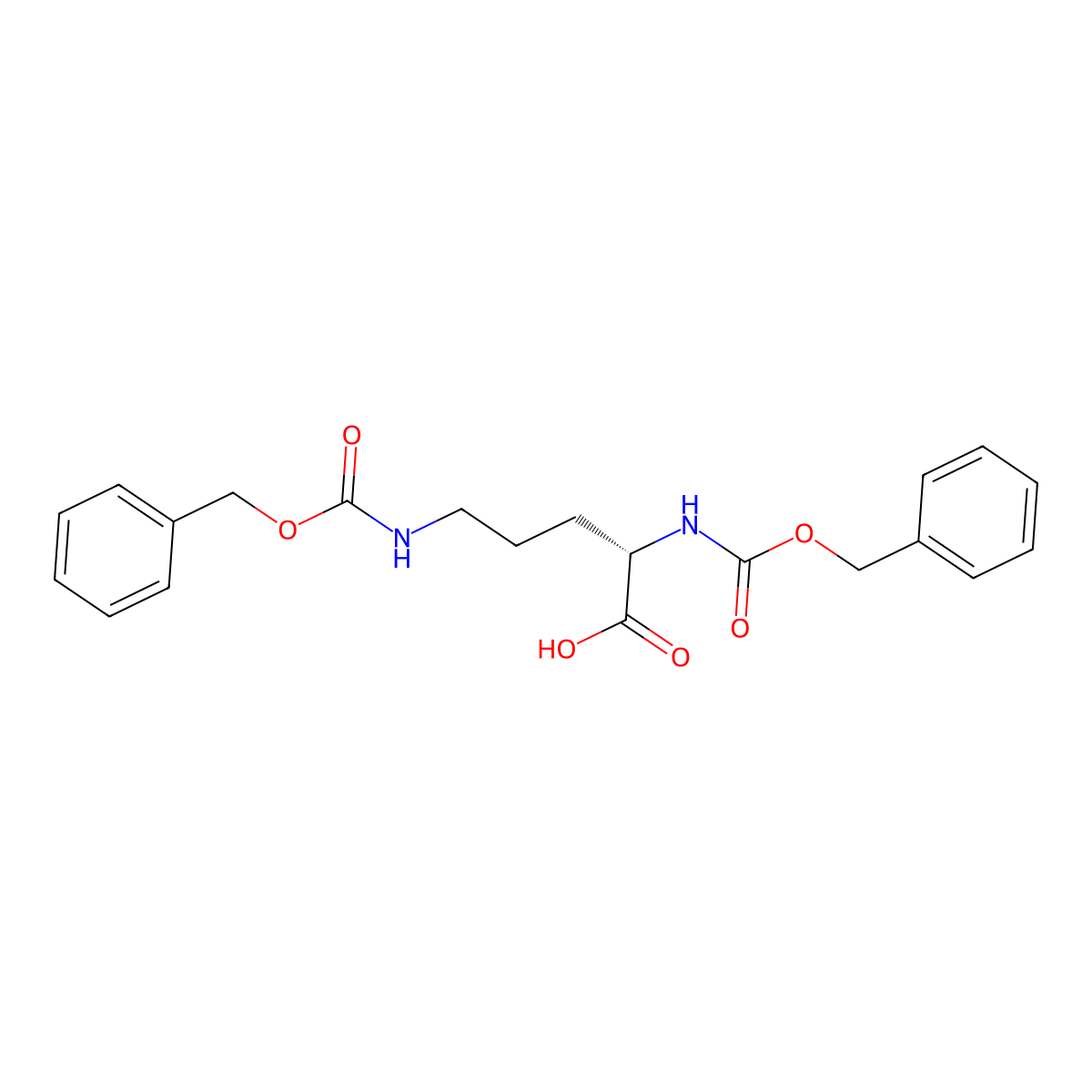 N2,N5-Bis((phenylmethoxy)carbonyl)-L-ornithine molecular structure, CAS 2274-58-0