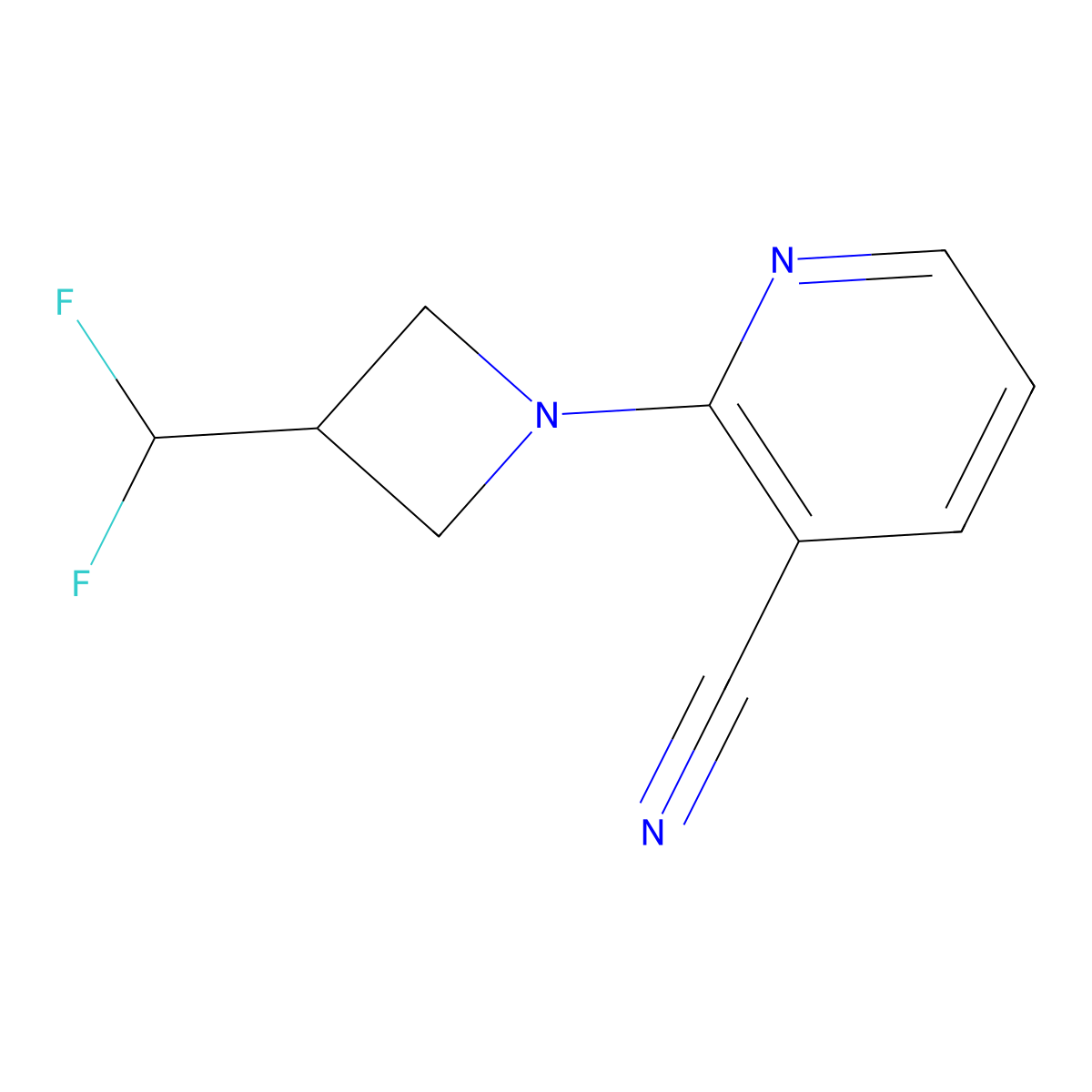2-[3-(Difluoromethyl)azetidin-1-yl]pyridine-3-carbonitrile molecular structure, CAS 2274028-25-8