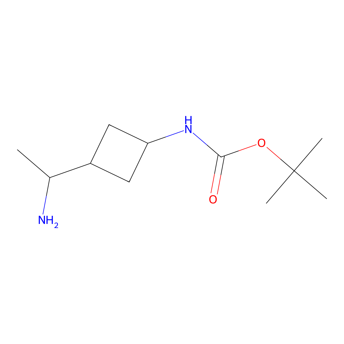 tert-butyl N-[3-(1-aminoethyl)cyclobutyl]carbamate molecular structure, CAS 2274037-53-3