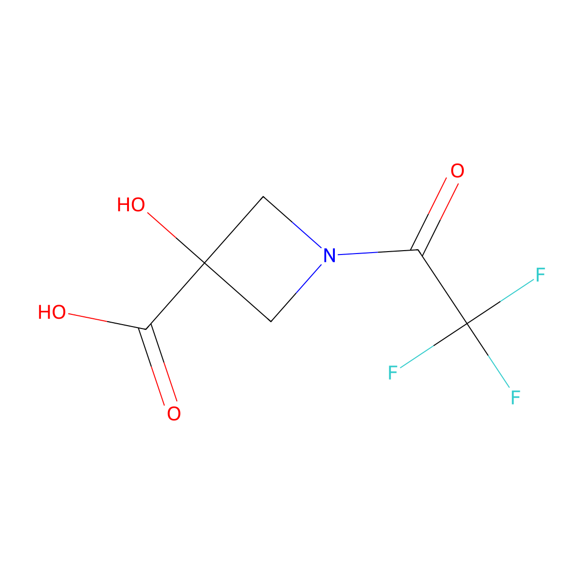 3-Hydroxy-1-(trifluoroacetyl)azetidine-3-carboxylic acid molecular structure, CAS 2274116-96-8