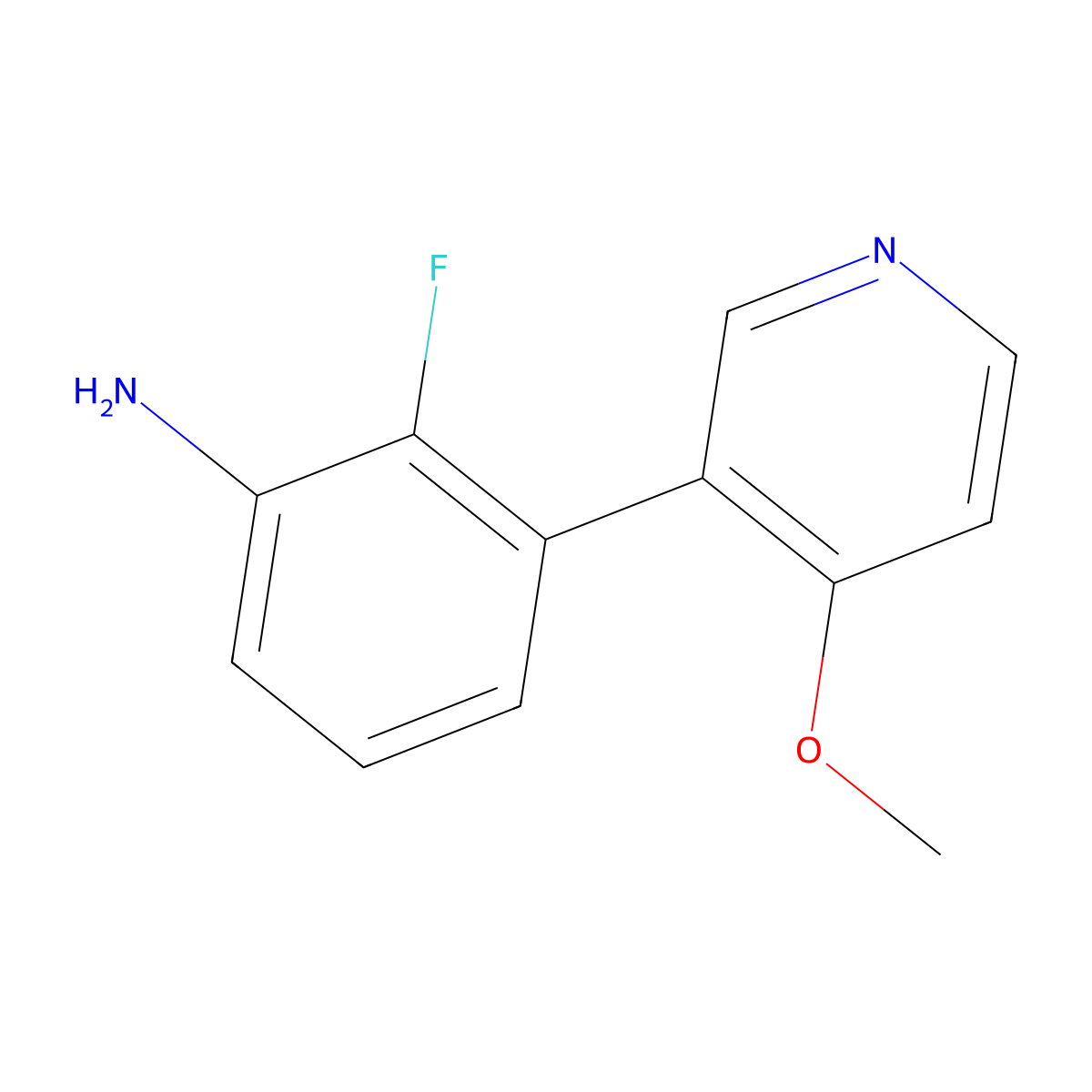 2-Fluoro-3-(4-methoxy-3-pyridinyl)benzenamine molecular structure, CAS 2274399-94-7