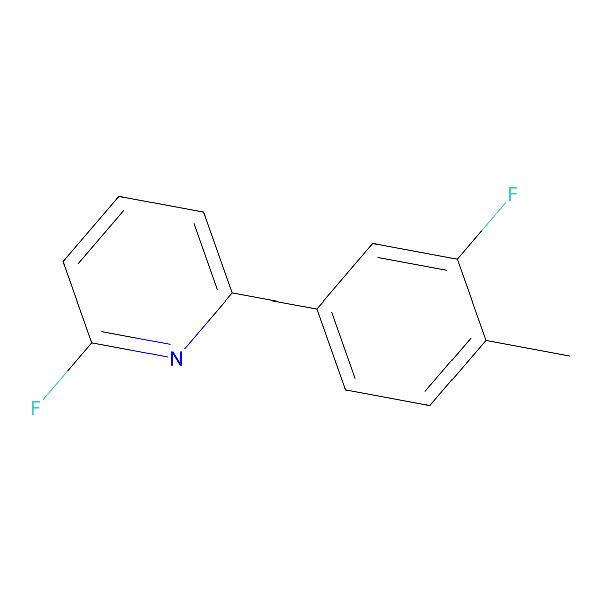 2-Fluoro-6-(3-fluoro-4-methylphenyl)pyridine molecular structure, CAS 2274444-85-6