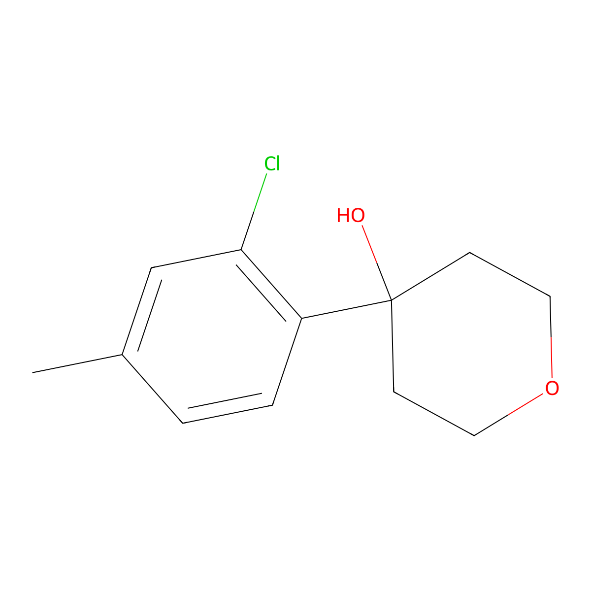 4-(2-chloro-4-methylphenyl)tetrahydro-2H-pyran-4-ol molecular structure, CAS 2274447-30-0