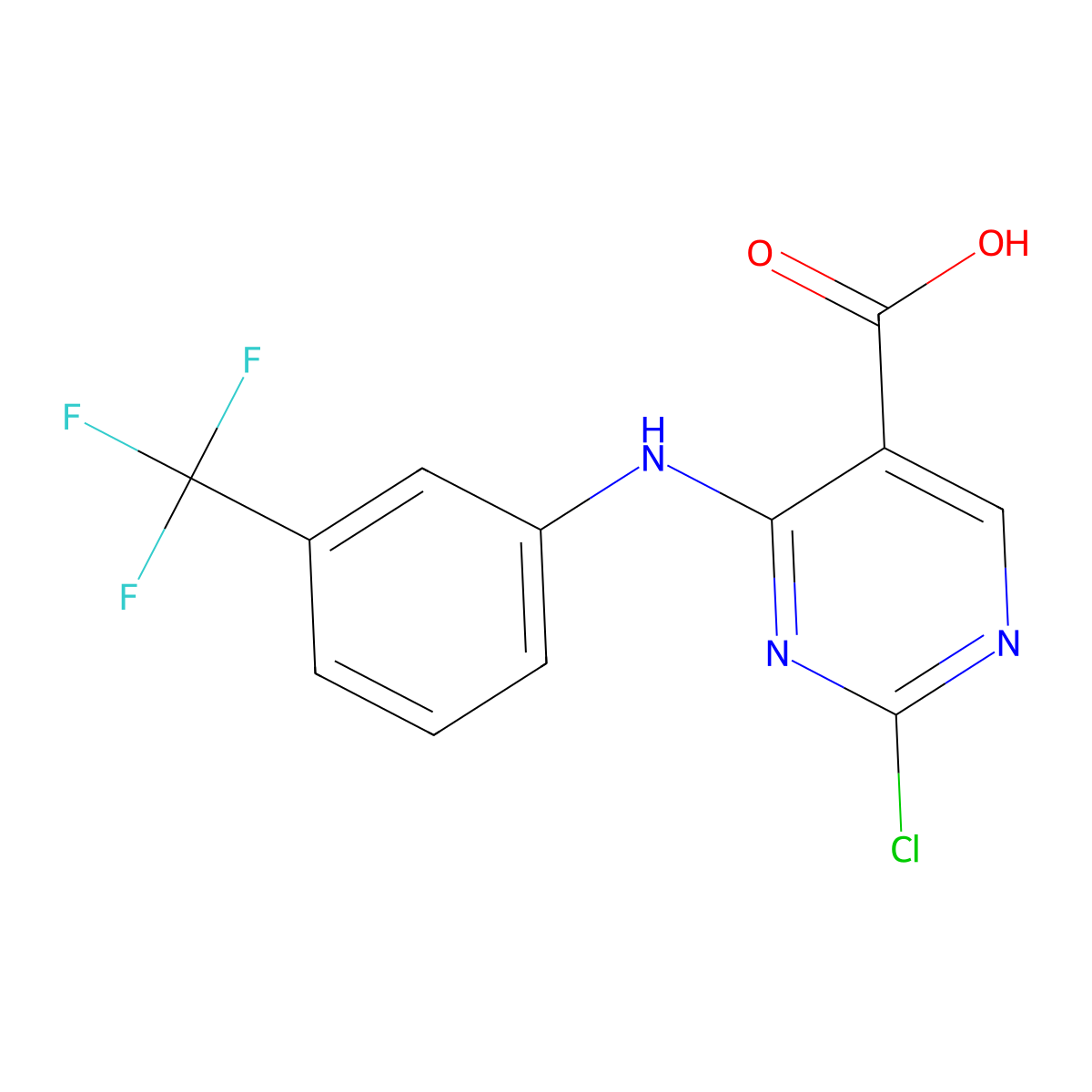 2-Chloro-4-(3-(trifluoromethyl)phenylamino)pyrimidine-5-carboxylic acid molecular structure, CAS 227449-28-7