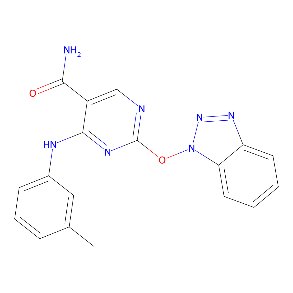 2-(Benzotriazol-1-yloxy)-4-[(3-methylphenyl)amino]pyrimidine-5-carboxamide molecular structure, CAS 227449-48-1