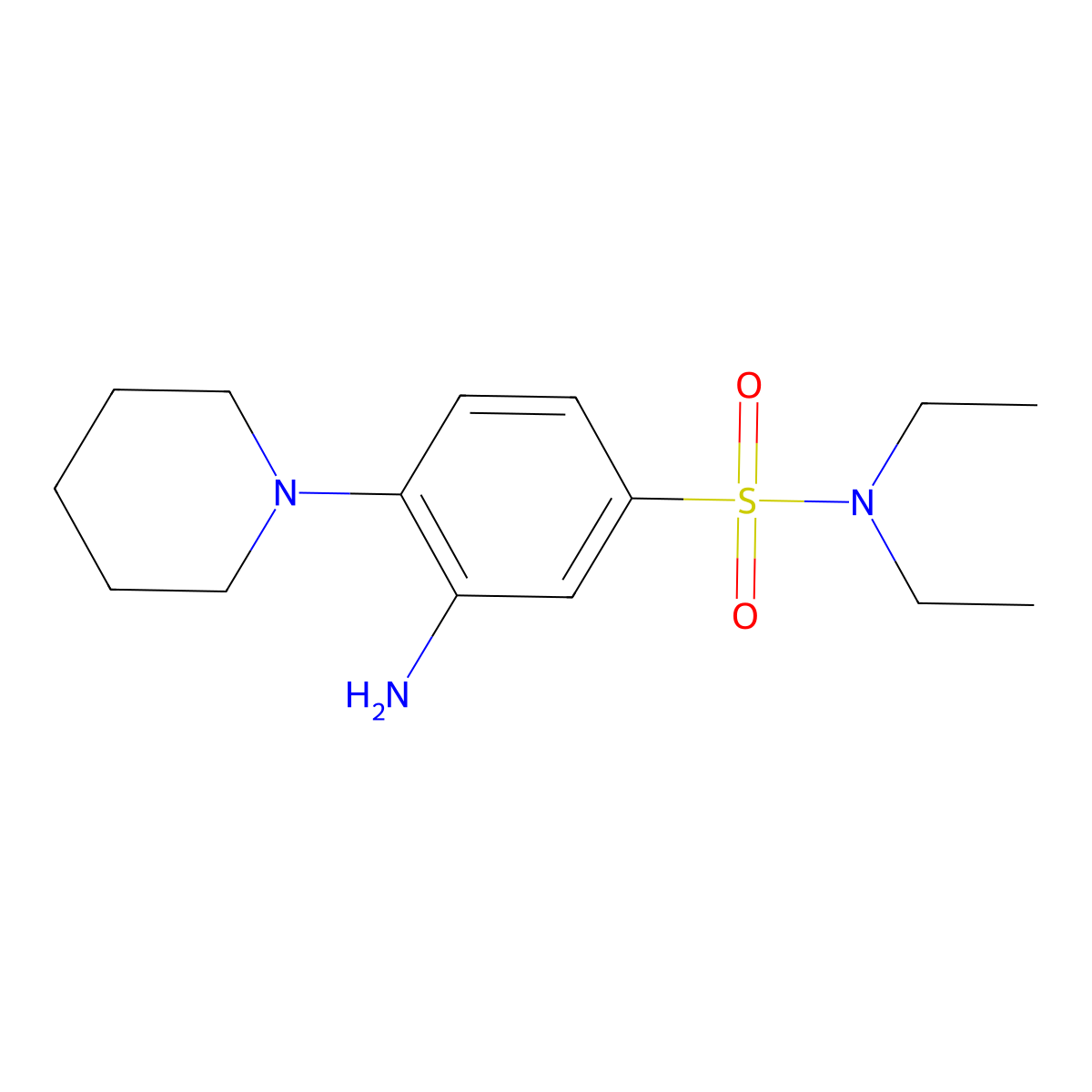 3-Amino-N,N-diethyl-4-piperidin-1-yl-benzenesulfonamide molecular structure, CAS 22745-63-7