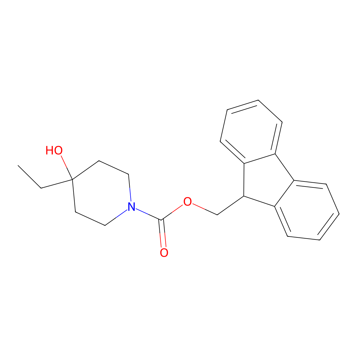 (9H-fluoren-9-yl)methyl 4-ethyl-4-hydroxypiperidine-1-carboxylate molecular structure, CAS 2274529-59-6