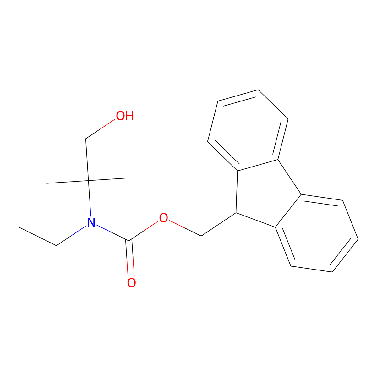 (9H-fluoren-9-yl)methyl N-ethyl-N-(1-hydroxy-2-methylpropan-2-yl)carbamate molecular structure, CAS 2274558-43-7