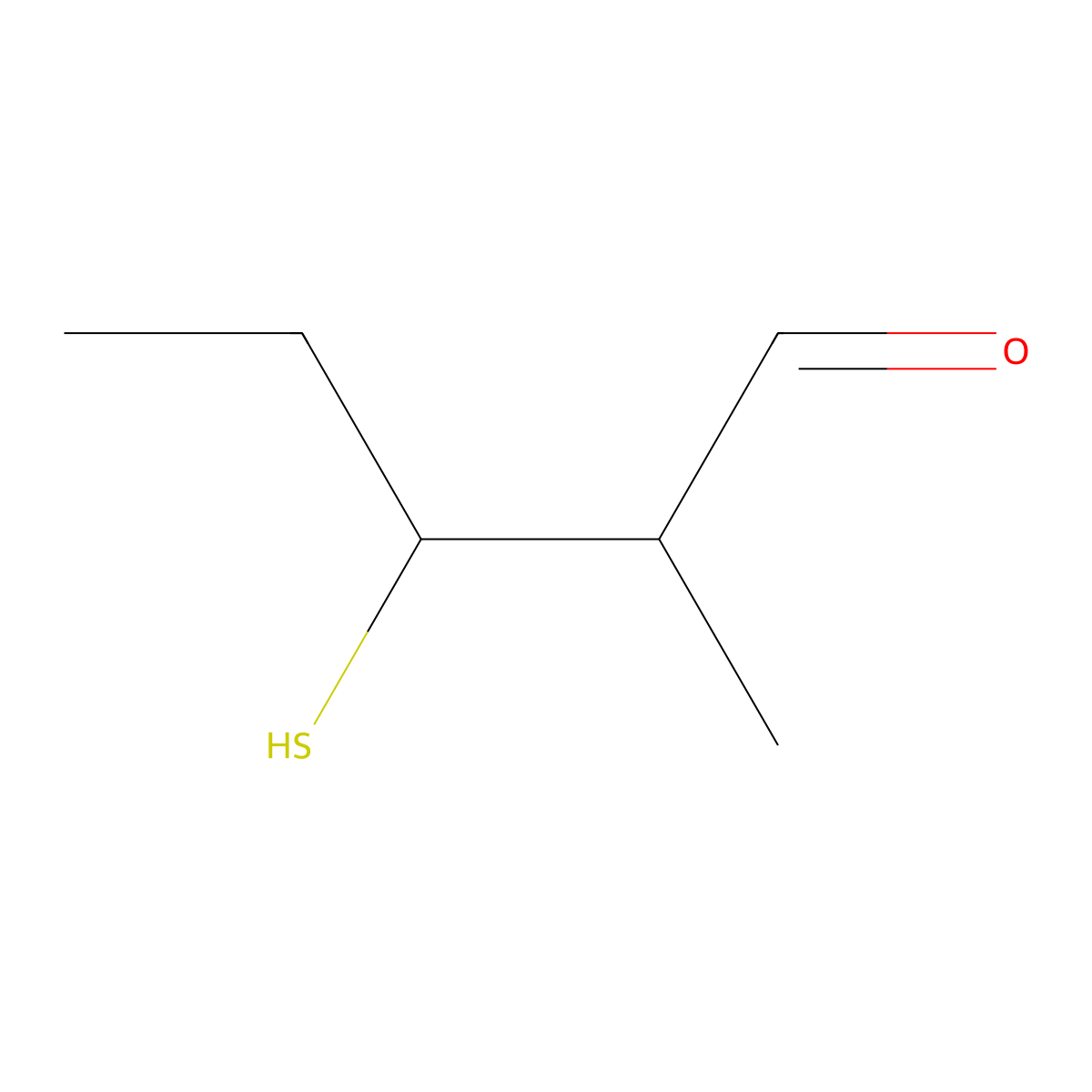3-Mercapto-2-methylpentanal molecular structure, CAS 227456-28-2