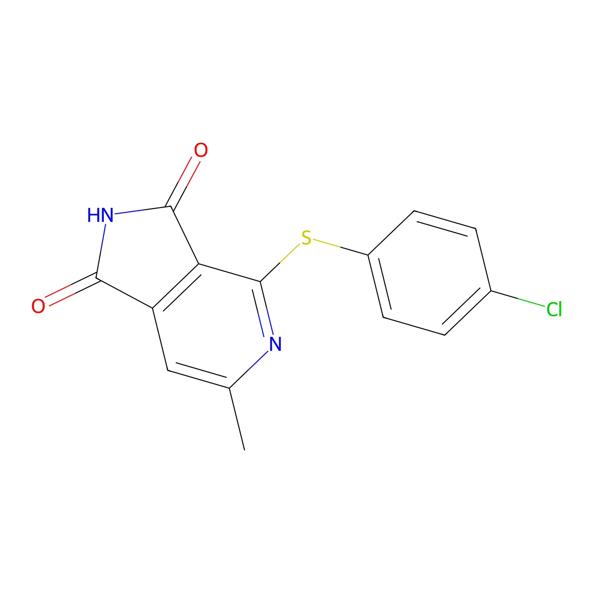 4-[(4-Chlorophenyl)thio]-6-methyl-1h-pyrrolo[3,4-c]pyridine-1,3(2h)-dione molecular structure, CAS 227459-19-0
