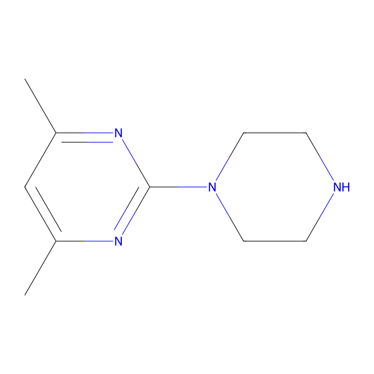 1-(4,6-Dimethyl-2-pyrimidyl)piperazine molecular structure, CAS 22746-09-4