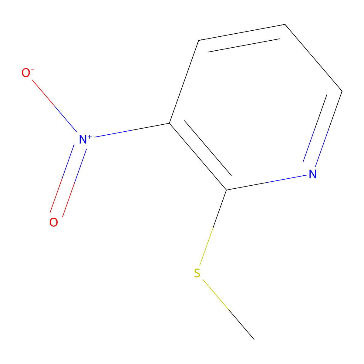 Pyridine, 2-(methylthio)-3-nitro- molecular structure, CAS 22746-79-8