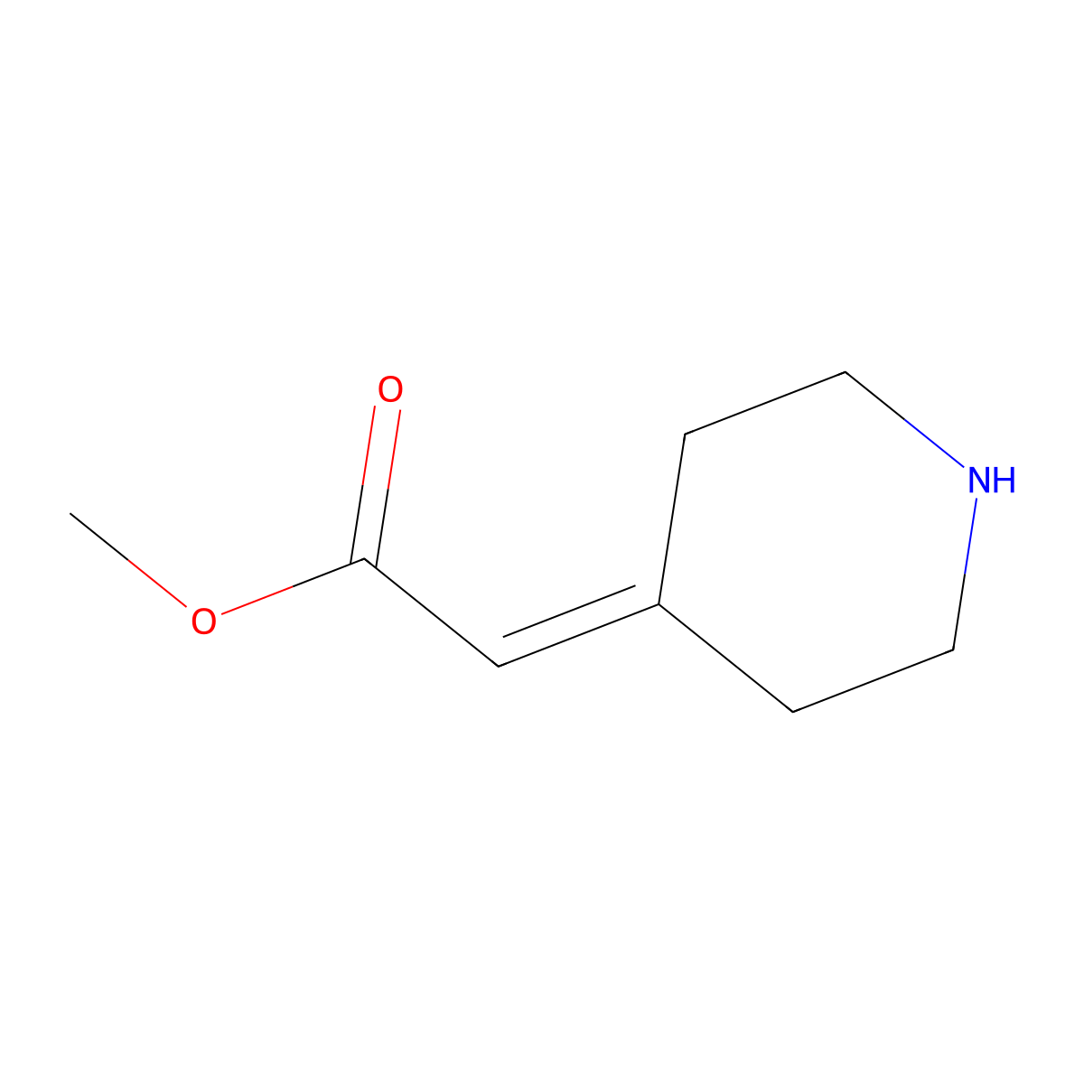 Methyl 2-(piperidin-4-ylidene)acetate molecular structure, CAS 227462-34-2