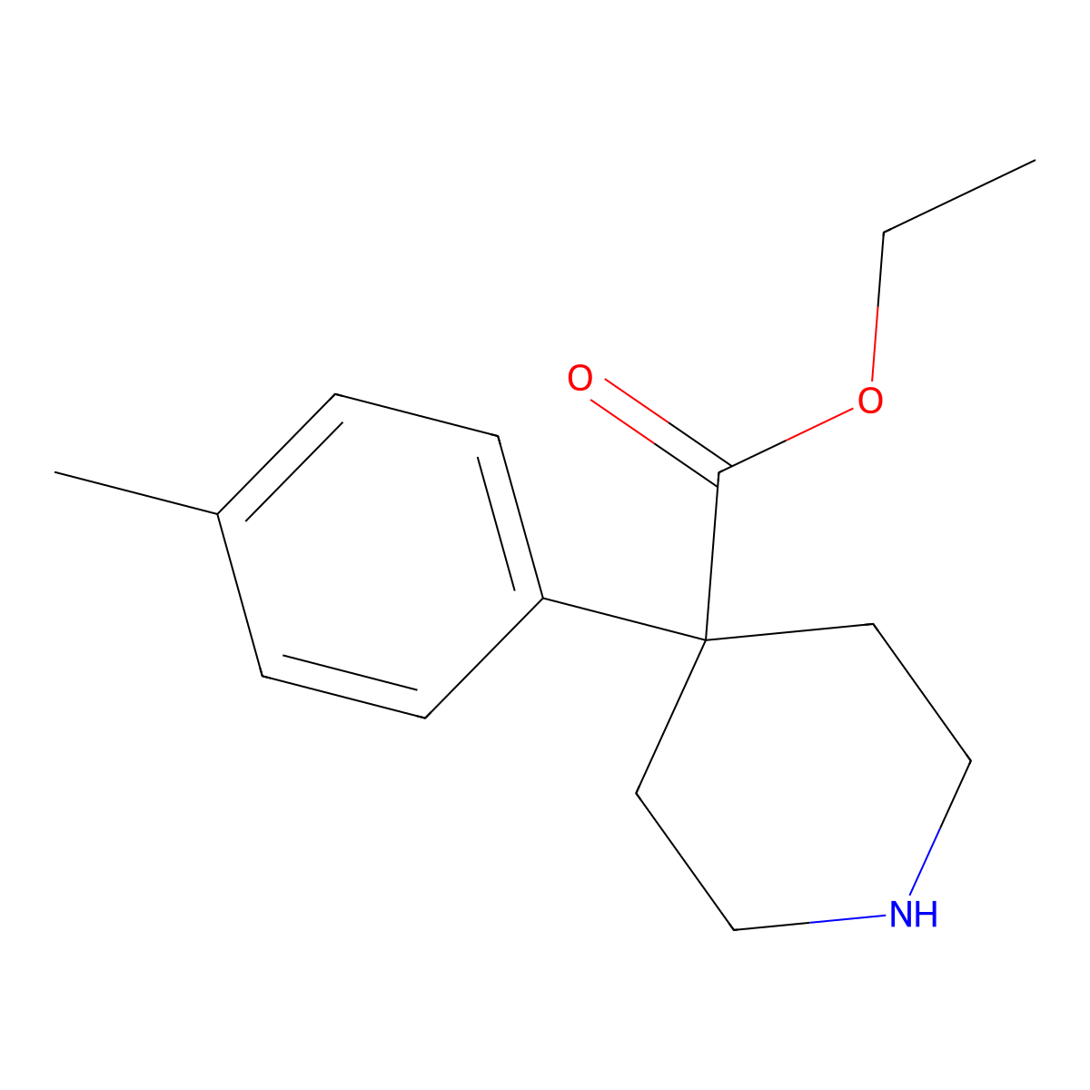 Ethyl 4-(4-methylphenyl)piperidine-4-carboxylate molecular structure, CAS 227470-66-8