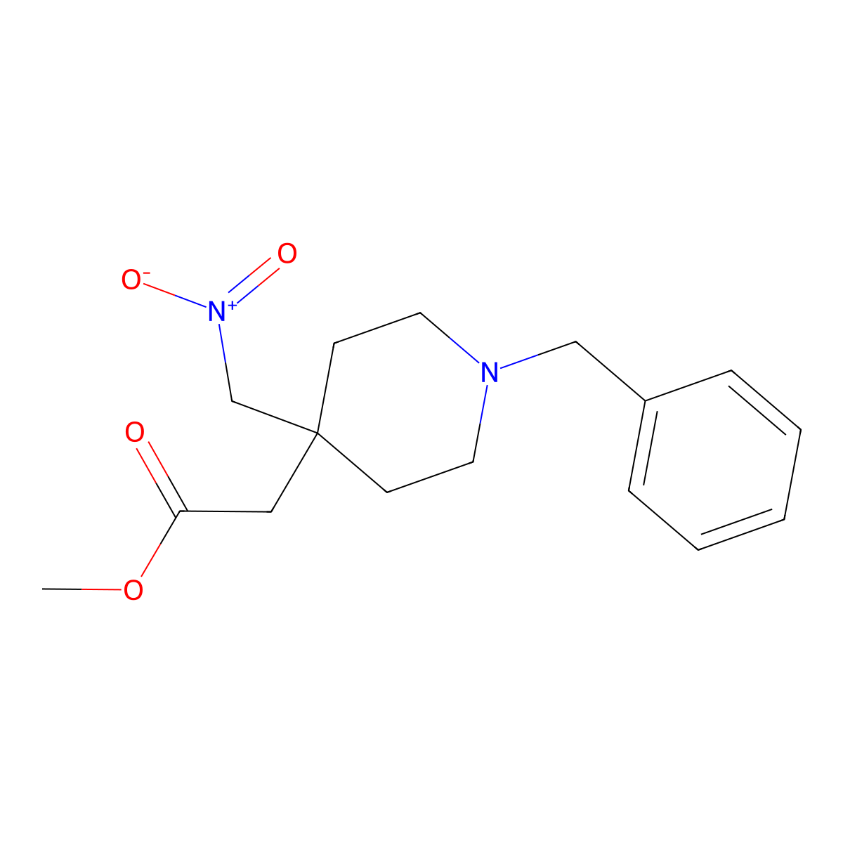 Methyl 2-(1-benzyl-4-(nitromethyl)piperidin-4-YL)acetate molecular structure, CAS 2274811-89-9