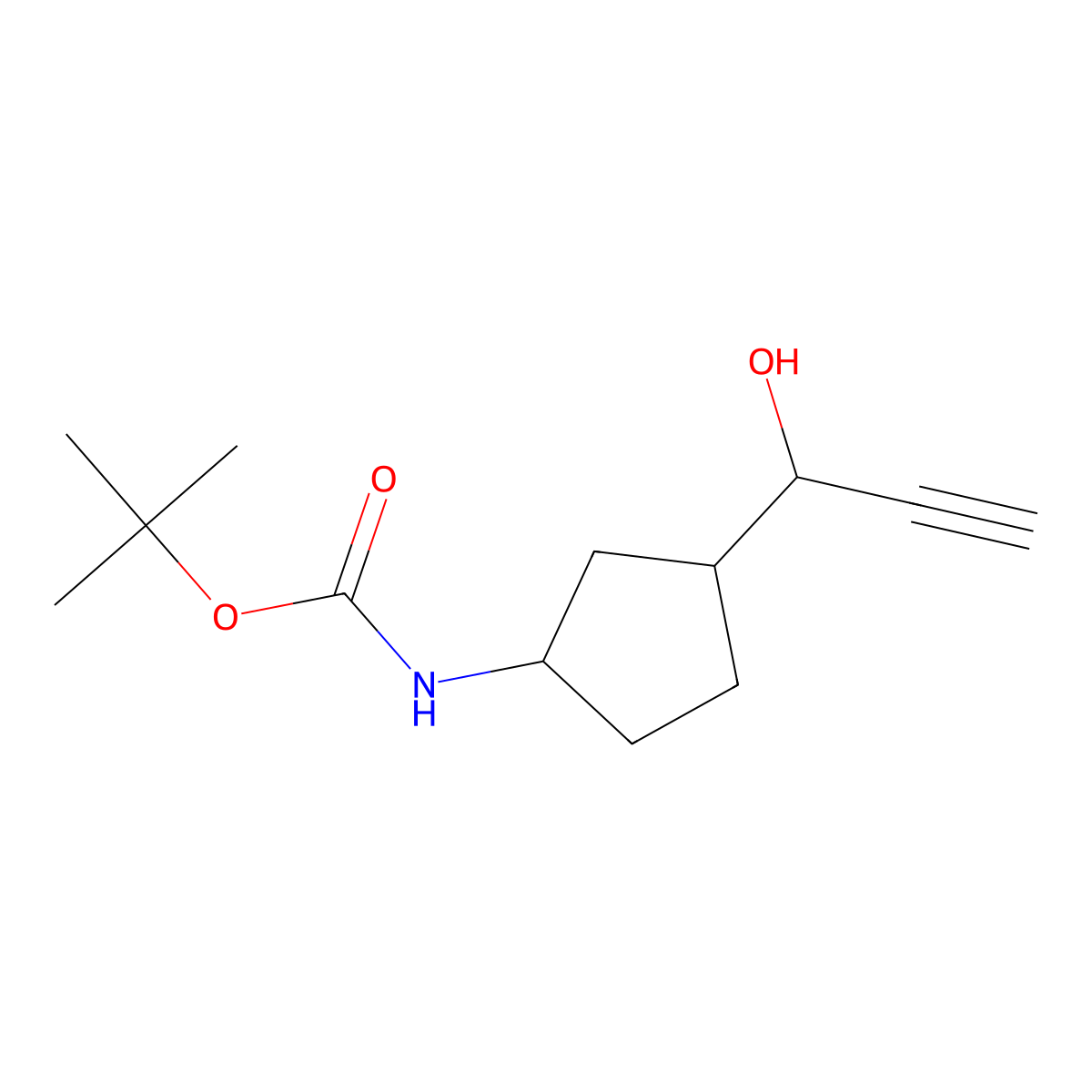 tert-butyl N-[3-(1-hydroxyprop-2-yn-1-yl)cyclopentyl]carbamate molecular structure, CAS 2274857-05-3