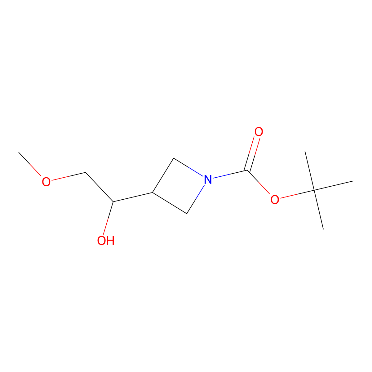 Tert-butyl3-(1-hydroxy-2-methoxyethyl)azetidine-1-carboxylate molecular structure, CAS 2274866-16-7