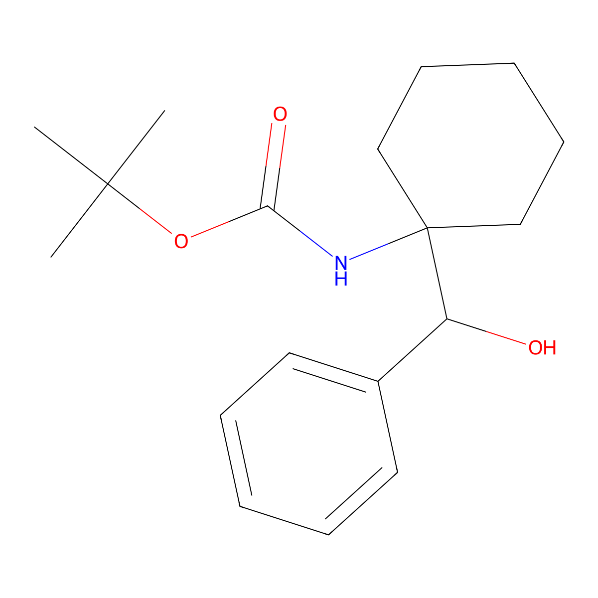 tert-butyl N-{1-[hydroxy(phenyl)methyl]cyclohexyl}carbamate molecular structure, CAS 2274903-59-0