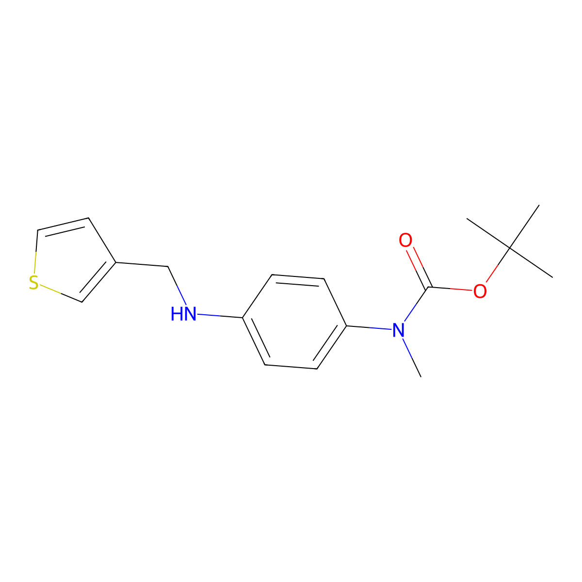 tert-butyl N-methyl-N-(4-{[(thiophen-3-yl)methyl]amino}phenyl)carbamate molecular structure, CAS 2274933-54-7