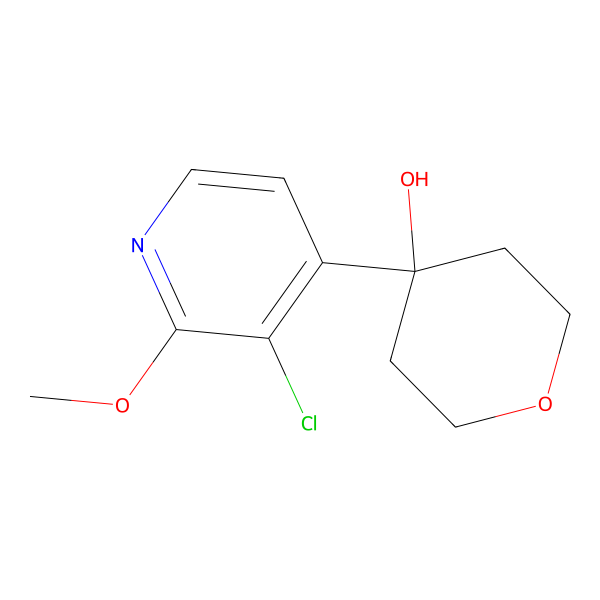 4-(3-chloro-2-methoxypyridin-4-yl)tetrahydro-2H-pyran-4-ol molecular structure, CAS 2274949-37-8