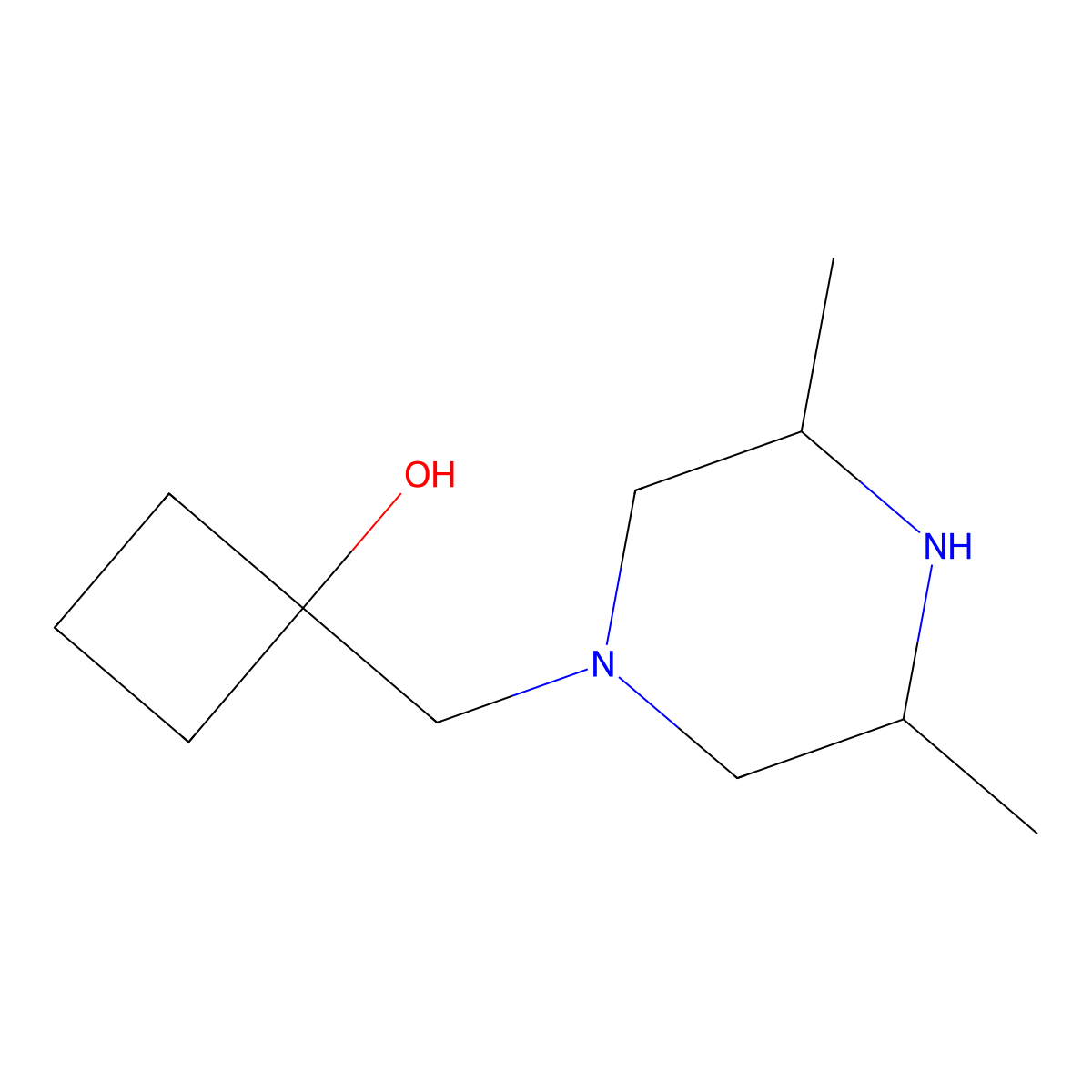 1-((3,5-Dimethylpiperazin-1-yl)methyl)cyclobutan-1-ol molecular structure, CAS 2274949-83-4