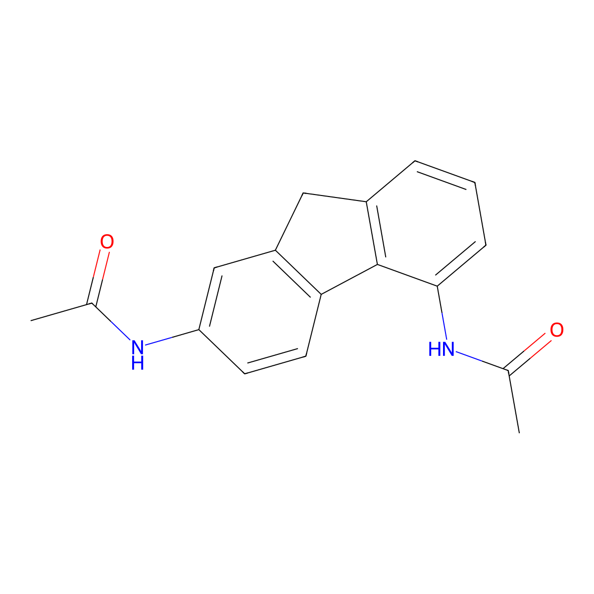 Acetamide, N,N'-fluoren-2,5-ylenebis- molecular structure, CAS 22750-65-8