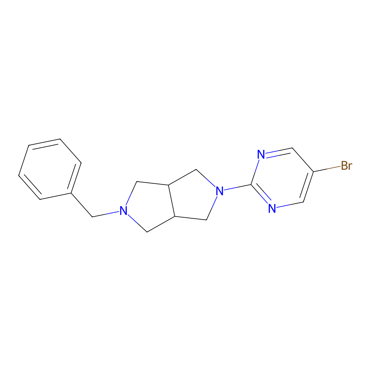 2-{5-Benzyl-octahydropyrrolo[3,4-c]pyrrol-2-yl}-5-bromopyrimidine molecular structure, CAS 2275111-92-5