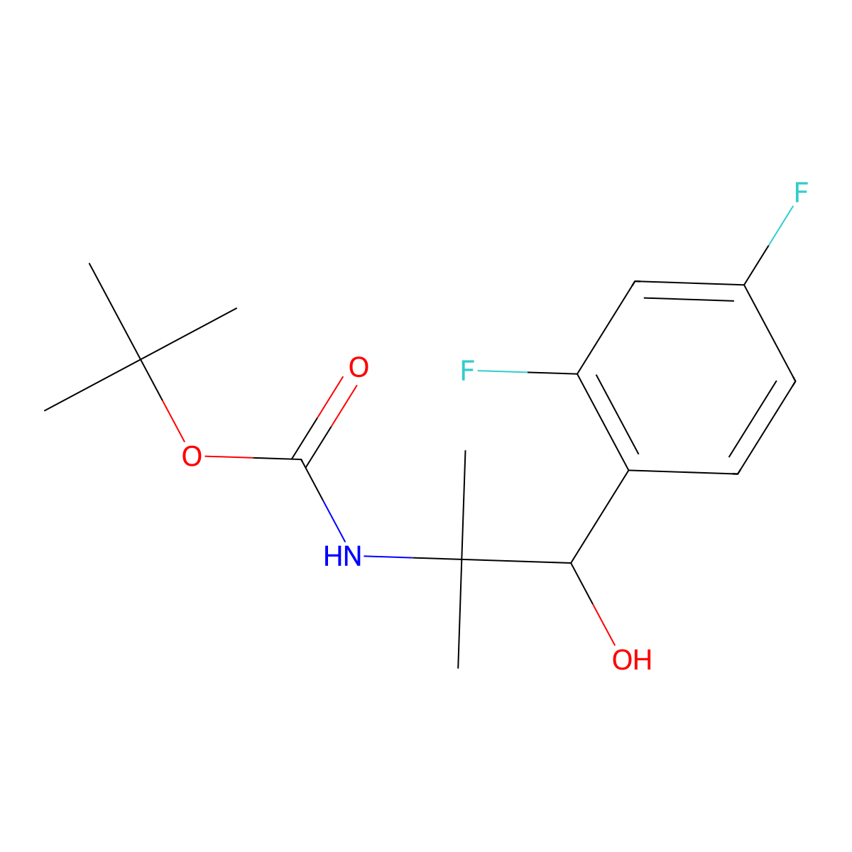tert-butyl N-[1-(2,4-difluorophenyl)-1-hydroxy-2-methylpropan-2-yl]carbamate molecular structure, CAS 2275194-83-5