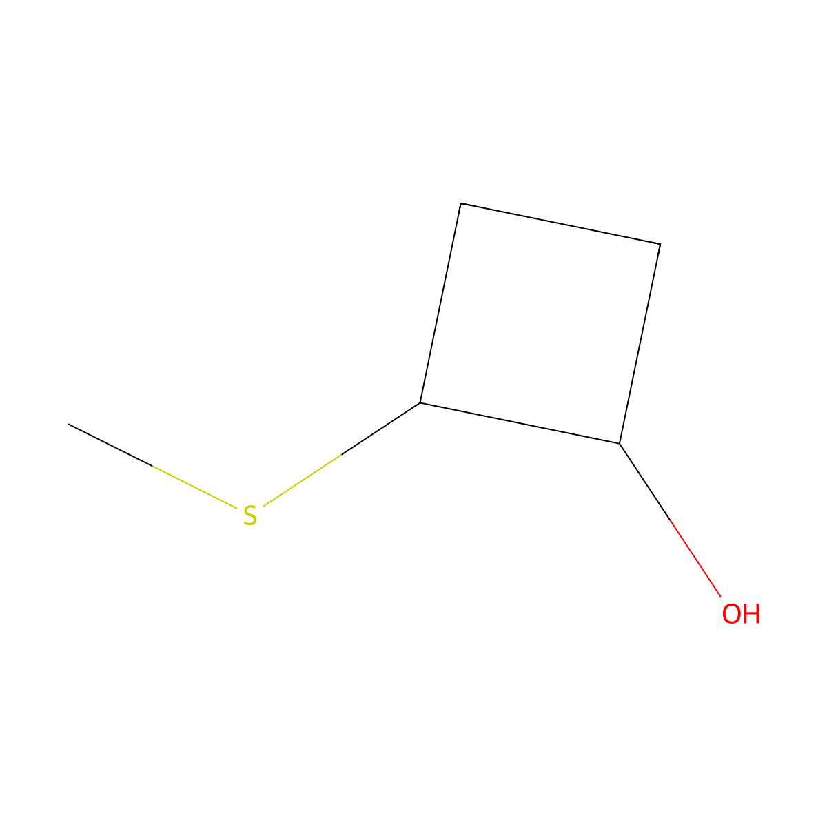 2-(methylsulfanyl)cyclobutan-1-ol, Mixture of diastereomers molecular structure, CAS 2275207-65-1