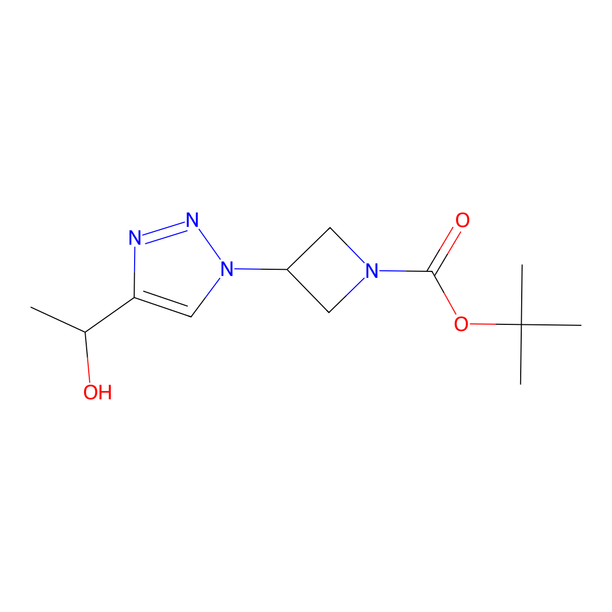 tert-butyl 3-[4-(1-hydroxyethyl)-1H-1,2,3-triazol-1-yl]azetidine-1-carboxylate molecular structure, CAS 2275290-89-4