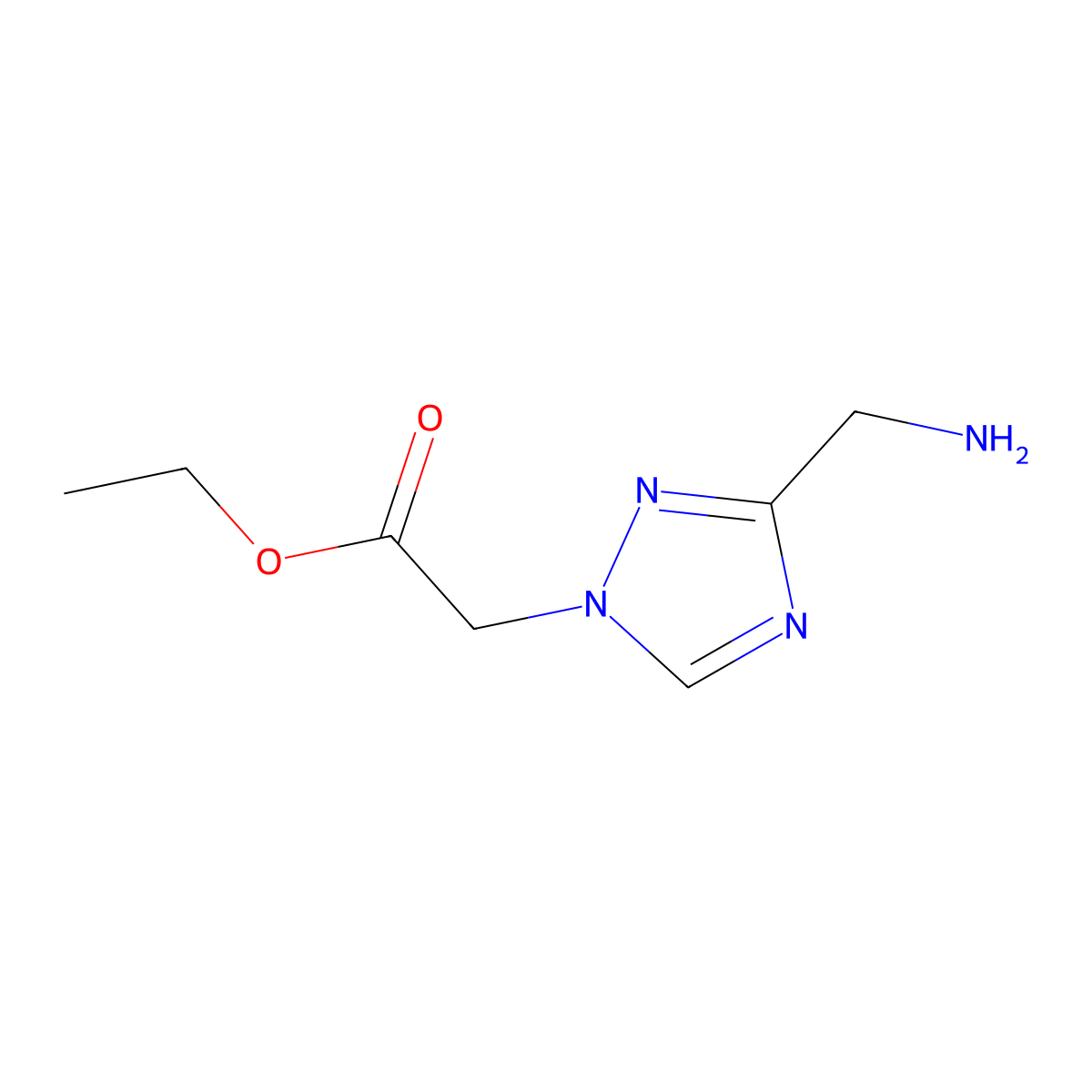 ethyl 2-[3-(aminomethyl)-1H-1,2,4-triazol-1-yl]acetate molecular structure, CAS 2275486-66-1