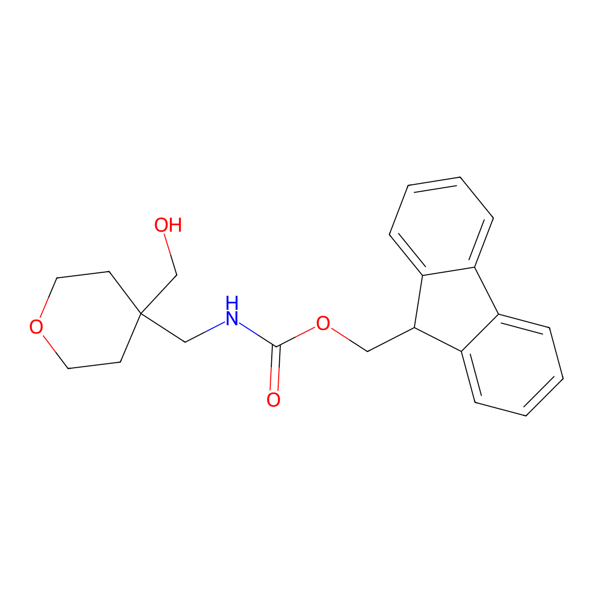 (9H-fluoren-9-yl)methyl N-{[4-(hydroxymethyl)oxan-4-yl]methyl}carbamate molecular structure, CAS 2275538-13-9