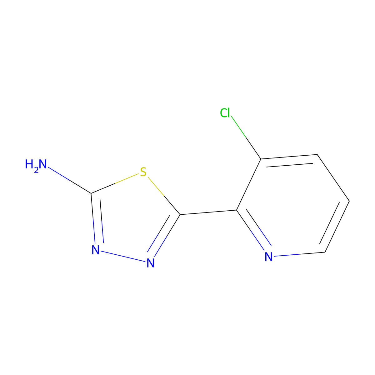 5-(3-Chloropyridin-2-yl)-1,3,4-thiadiazol-2-amine molecular structure, CAS 2275543-25-2