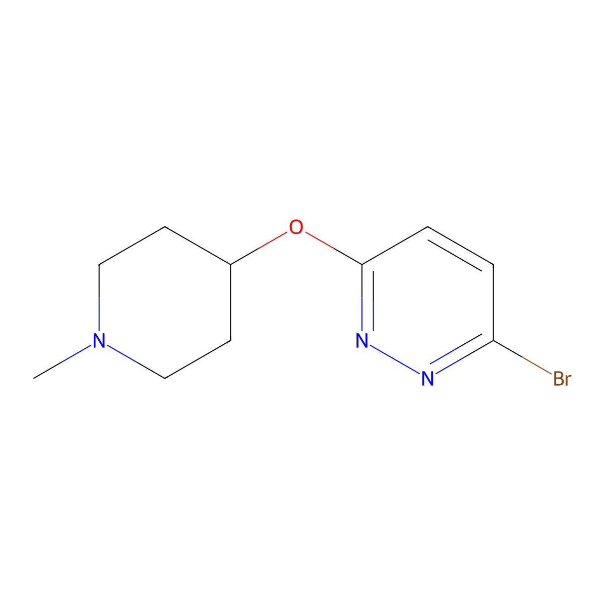 3-Bromo-6-[(1-methyl-4-piperidyl)oxy]pyridazine molecular structure, CAS 2275580-94-2