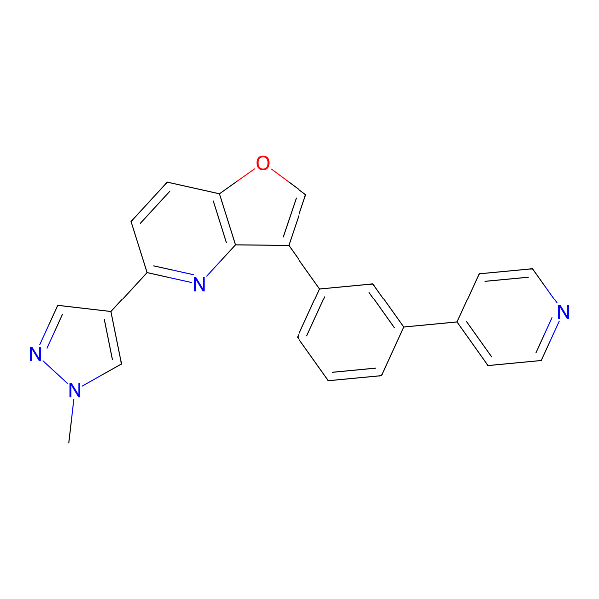5-(1-Methyl-1H-pyrazol-4-yl)-3-(3-(pyridin-4-yl)phenyl)furo[3,2-b]pyridine molecular structure, CAS 2275601-87-9