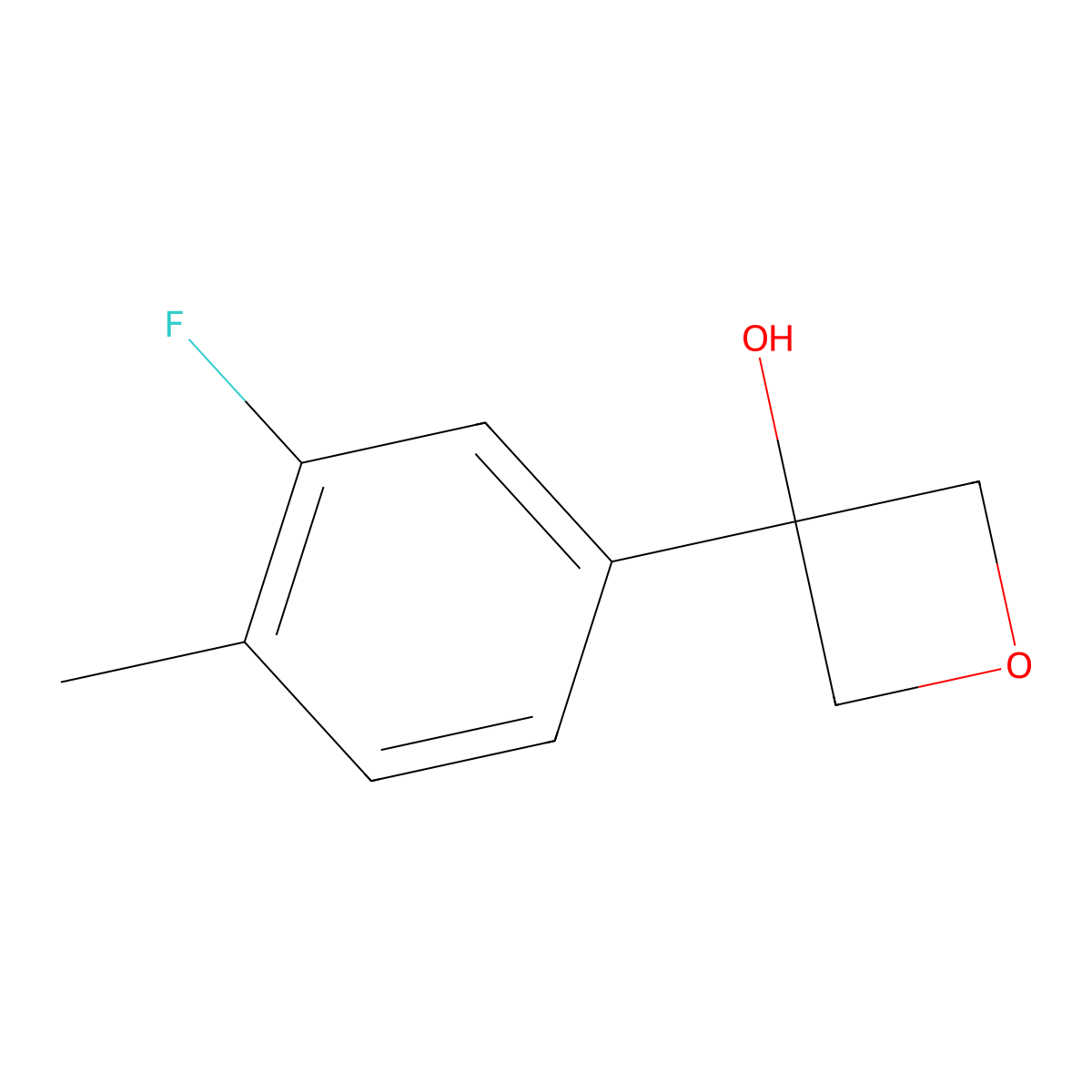 3-(3-Fluoro-4-methylphenyl)-3-oxetanol molecular structure, CAS 2275624-57-0