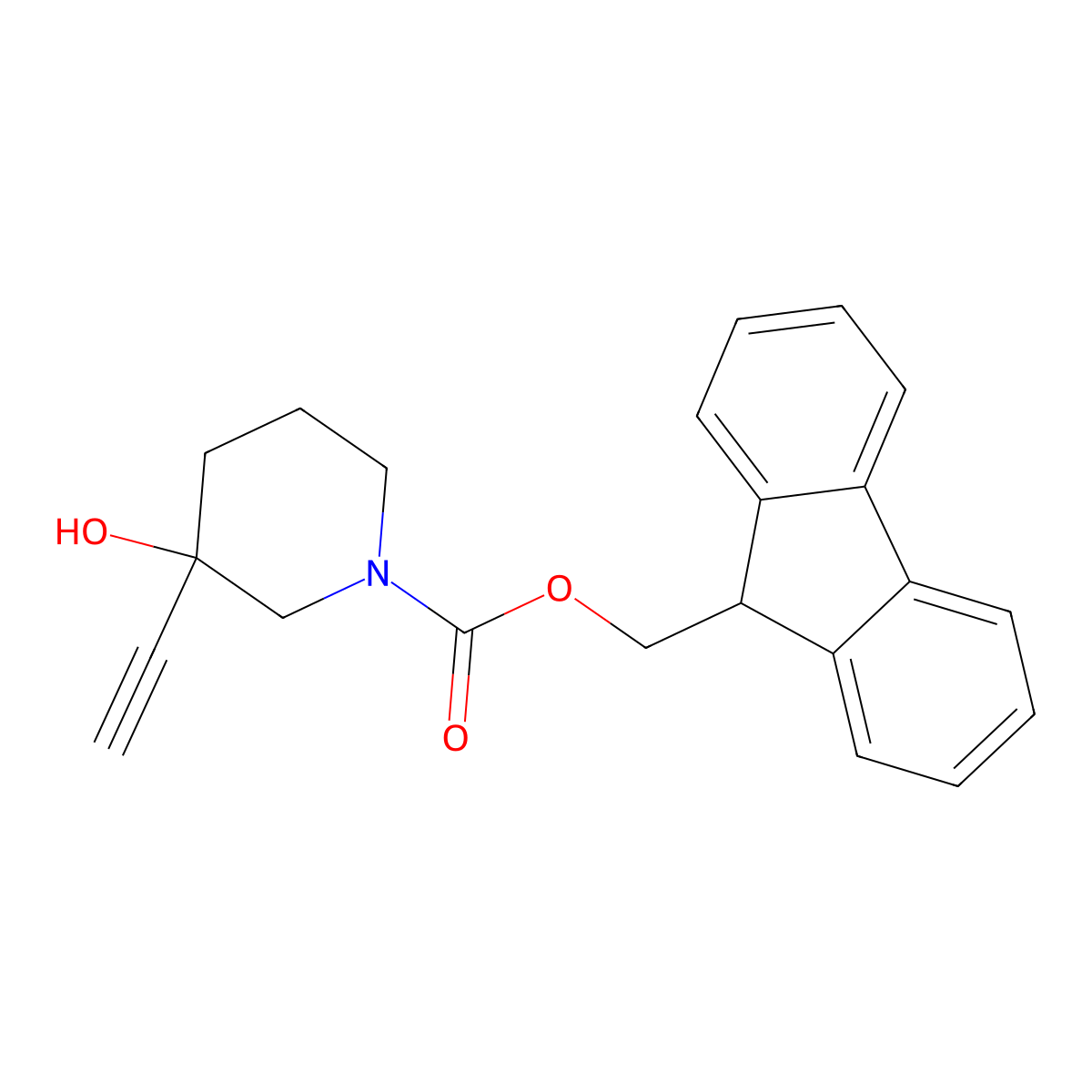 (9H-fluoren-9-yl)methyl 3-ethynyl-3-hydroxypiperidine-1-carboxylate molecular structure, CAS 2275717-87-6