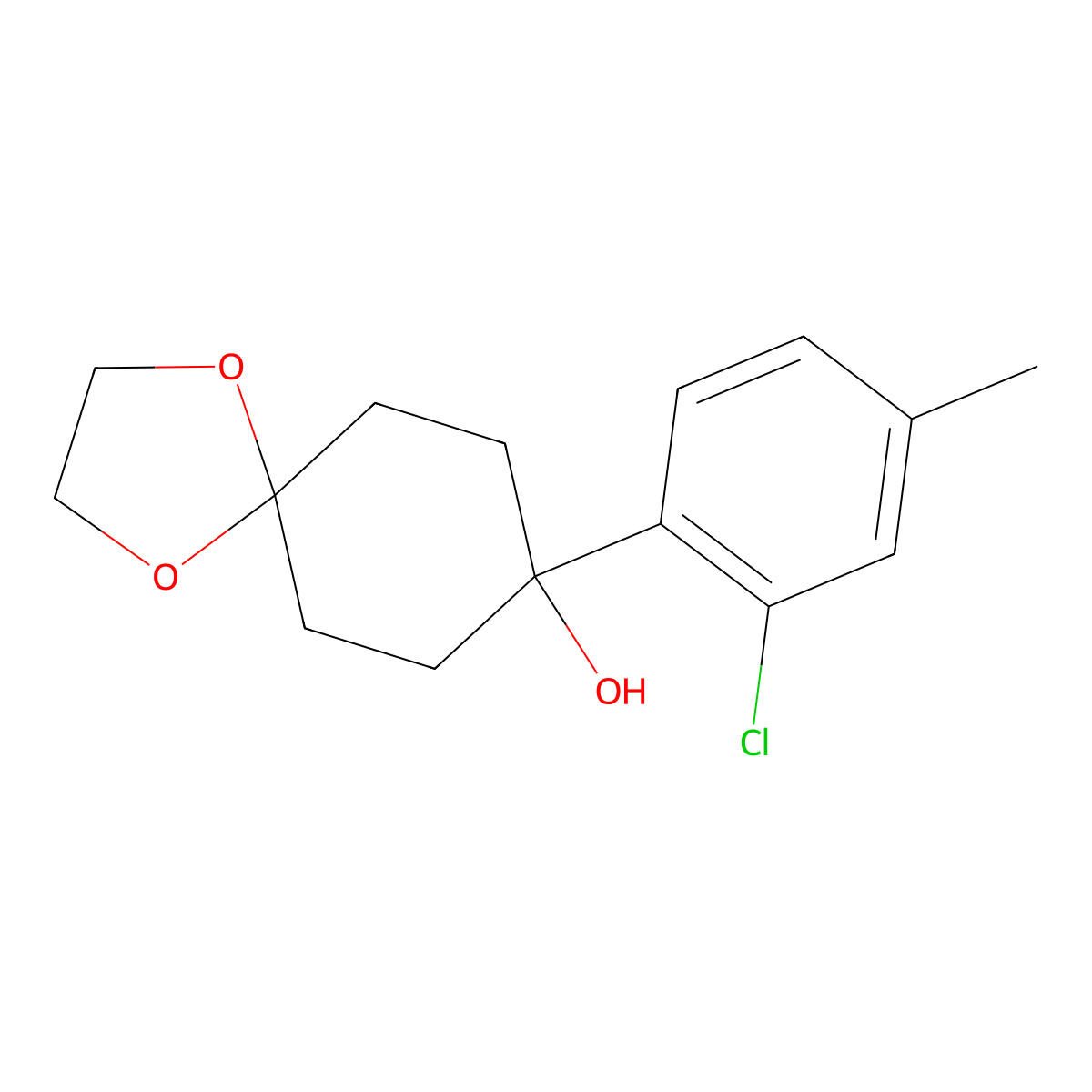 8-(2-Chloro-4-methylphenyl)-1,4-dioxaspiro[4.5]decan-8-ol molecular structure, CAS 2275731-56-9