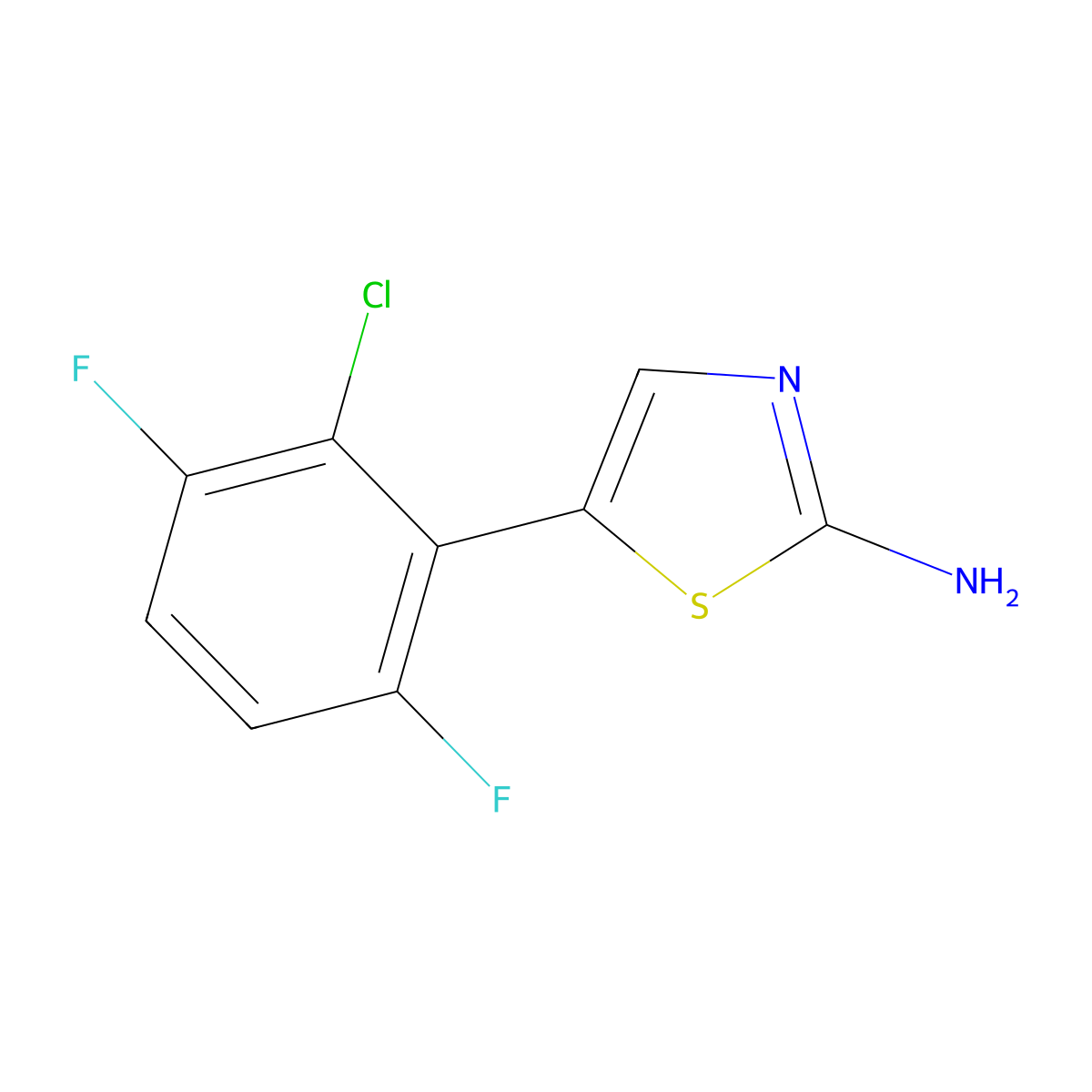 5-(2-Chloro-3,6-difluorophenyl)thiazol-2-amine molecular structure, CAS 2275829-82-6