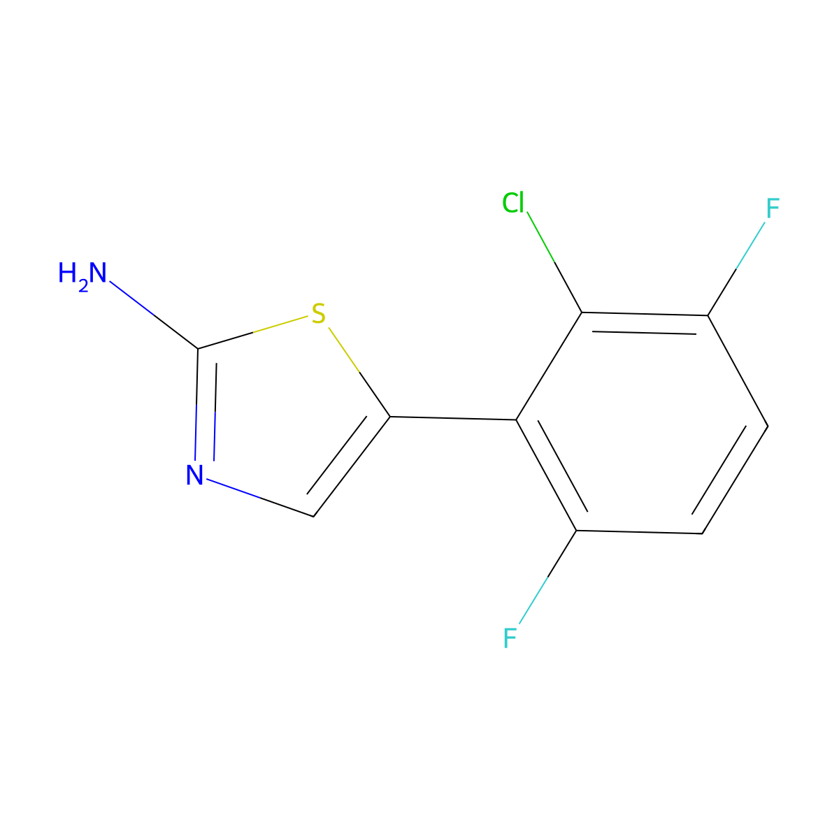 5-(2-Chloro-3,6-difluorophenyl)thiazol-2-amine molecular structure, CAS 2275829-82-6