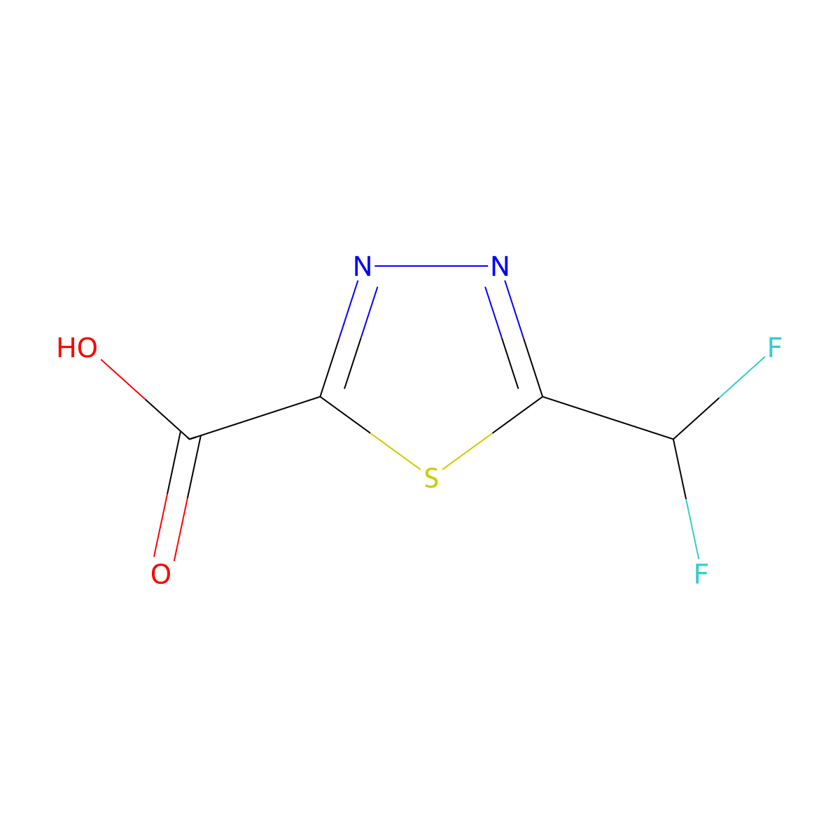 5-(Difluoromethyl)-1,3,4-thiadiazole-2-carboxylic acid molecular structure, CAS 2275838-15-6