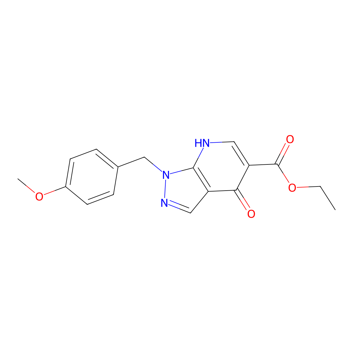 ethyl 4-hydroxy-1-(4-methoxybenzyl)-1H-pyrazolo[3,4-b]pyridine-5-carboxylate molecular structure, CAS 227617-15-4