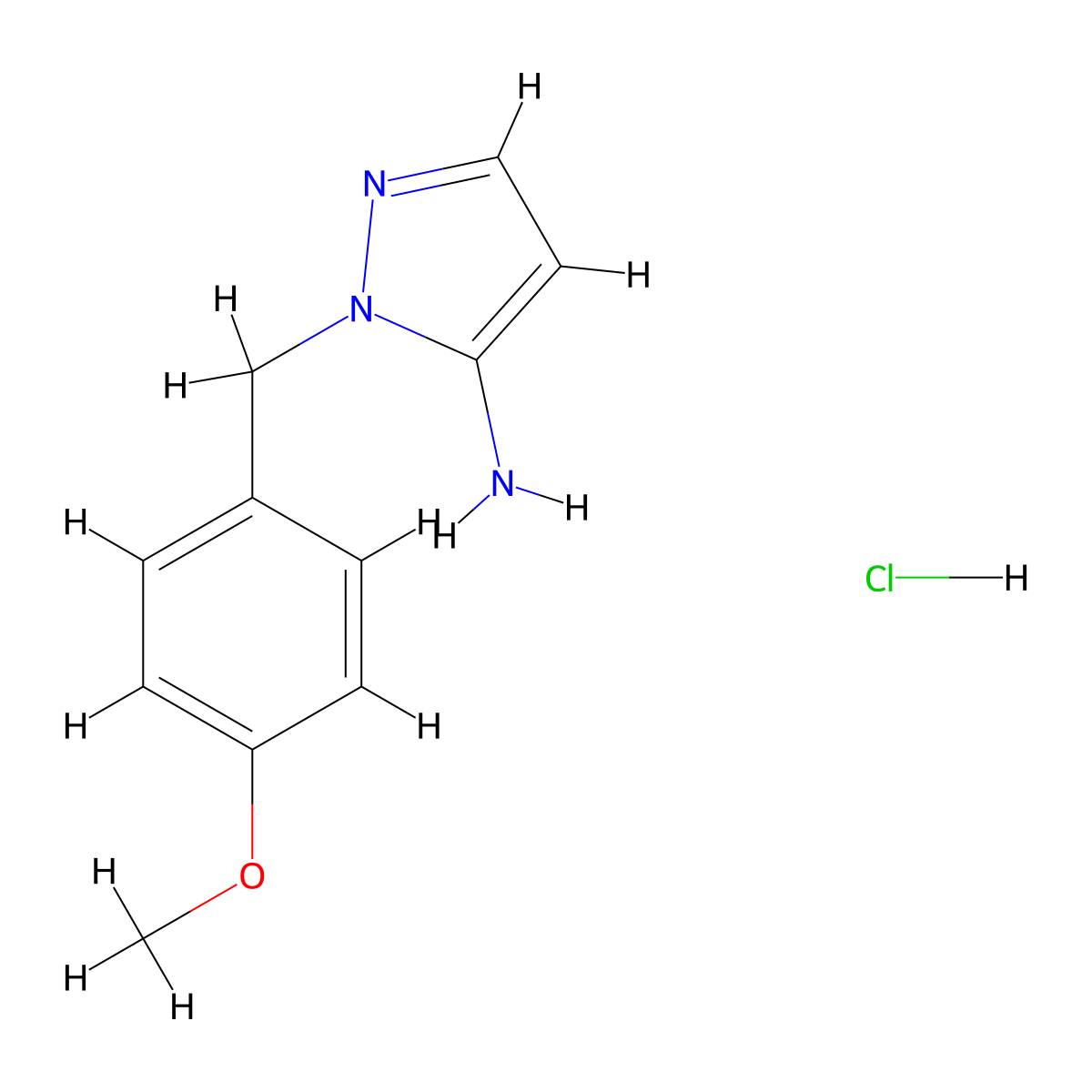 1-(4-methoxybenzyl)-1H-pyrazol-5-amine hydrochloride molecular structure, CAS 227617-24-5